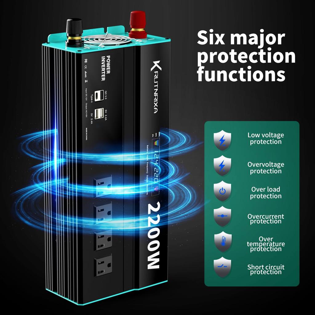 RUTNRIXA Cigarette Lighter Converts DC 12V To AC Includes PD and USB Ports Converts To Power Compatible with AC 100V Output Car Inverter Inverter,