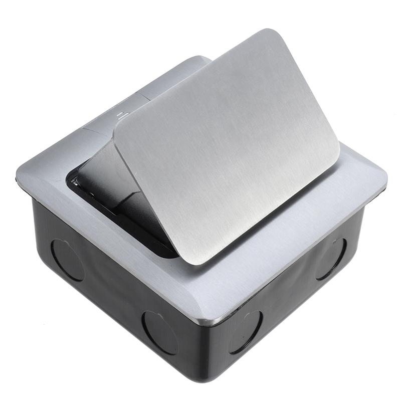 Aluminum Silver Panel EU Standard 2 Way Floor Socket Electrical Outlet Modular Combination Customized Available Sockets