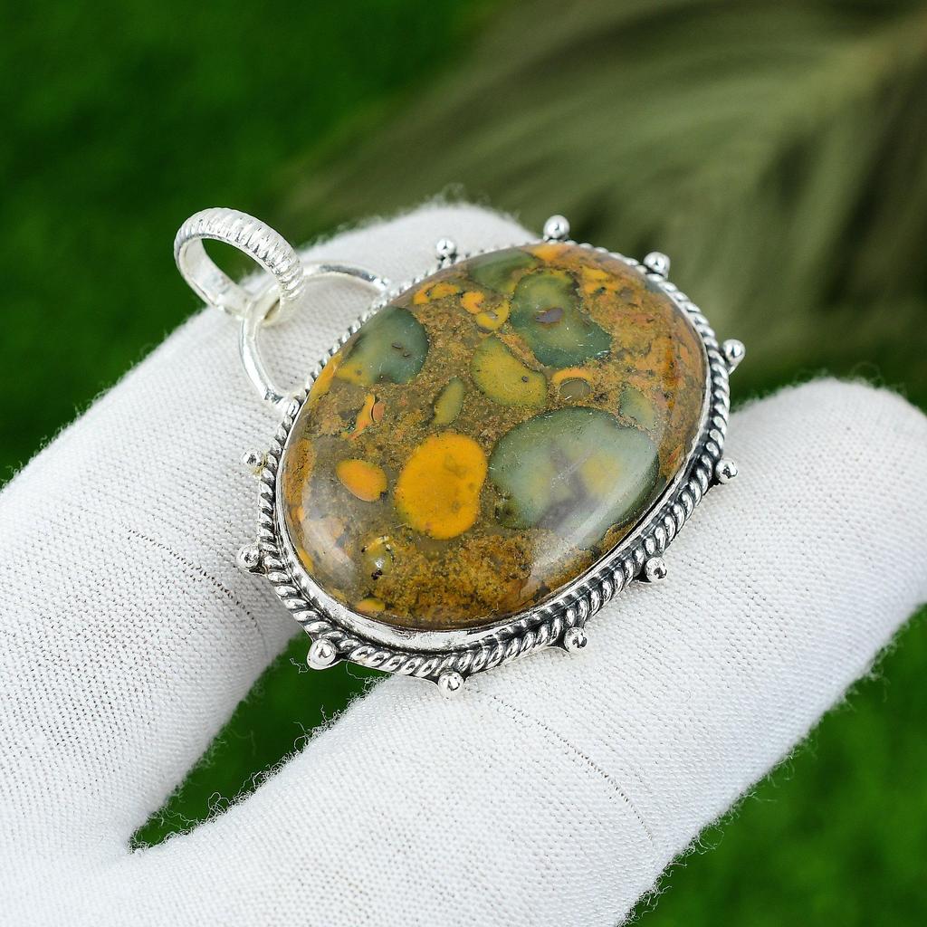 Natural Fruit Jasper Gemstone Pendant 925 Sterling Silver Jewelry For Girls