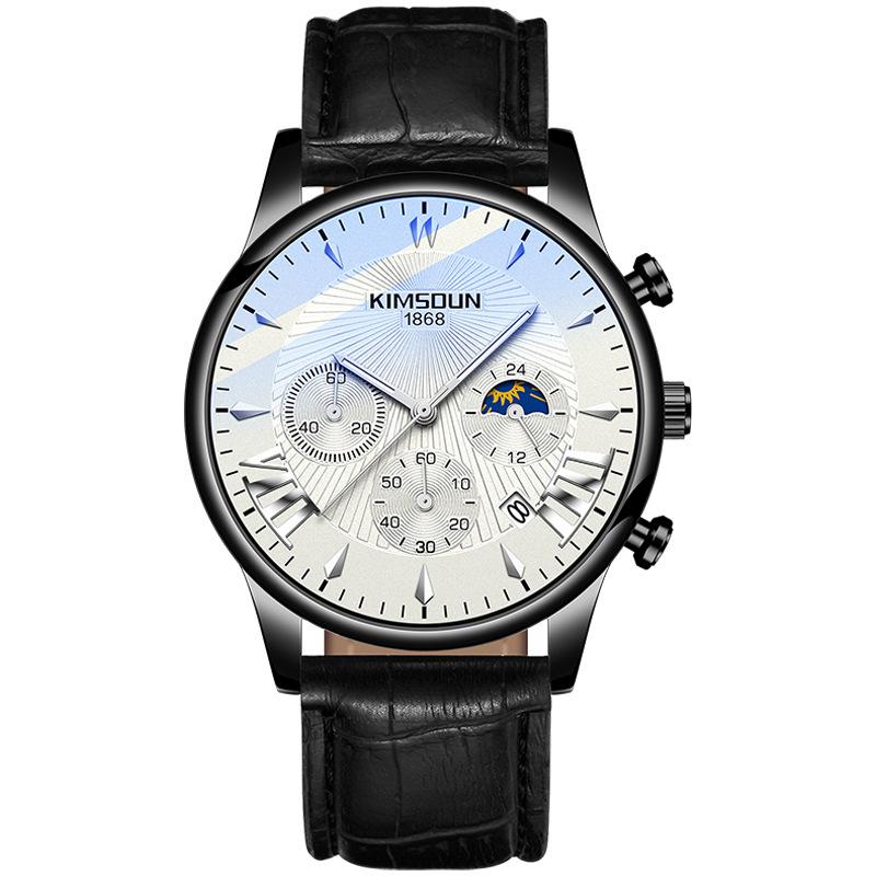 KIMSDun Uhr Herren Top Marke Luxus Uhr Neue Mondphase Stern Herrenuhr Studenten Mode Trend Multifunktion Quarz Form Wasserdicht Herrenuhr