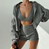 Pletený ležérní oblek pro domácí nošení i venkovní aktivity - Sexy a zeštíhlující fitness hot girl třídílná sada