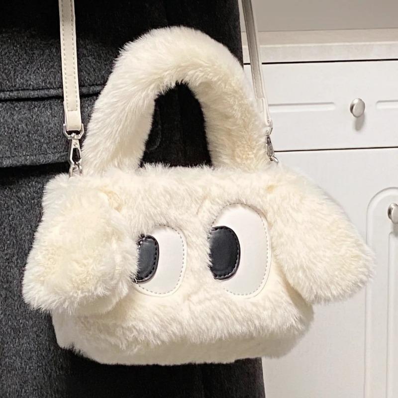 Winter New Plush Bag Doll Fluffy Shoulder Bag Cute Big-eyed Puppy Bag Portable Messenger Bag Bag Female