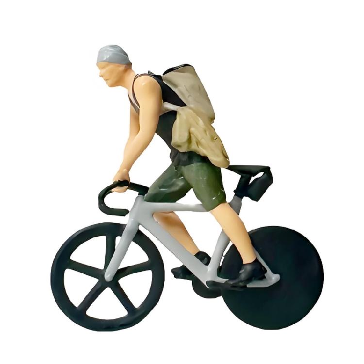 1/87 Scale Realistic Cycling Scene Model Miniature Cyclist Figurine for Model Building Set and Railway Landscape Decors
