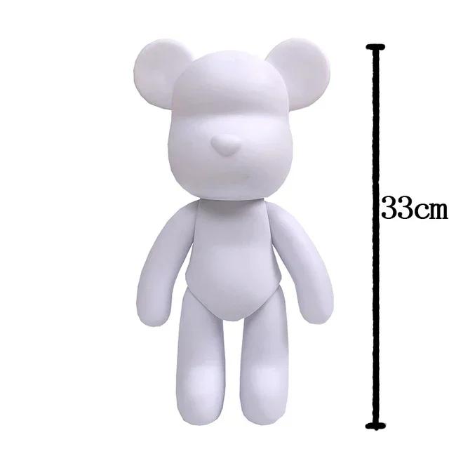 DIY Paint Fluid Rabbit Figure Handmade Pigment Doll Toy White Vinyl Bear Figurine Sculpture House Decoration Table Accessories