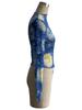 Frühling Damen Blau Print Stehkragen Sternenhimmel Netz Mini T-Shirt Top Damen Mode Täglich Basic Büro Dame Lässig Schlanke Passform Damen Elegantes Top