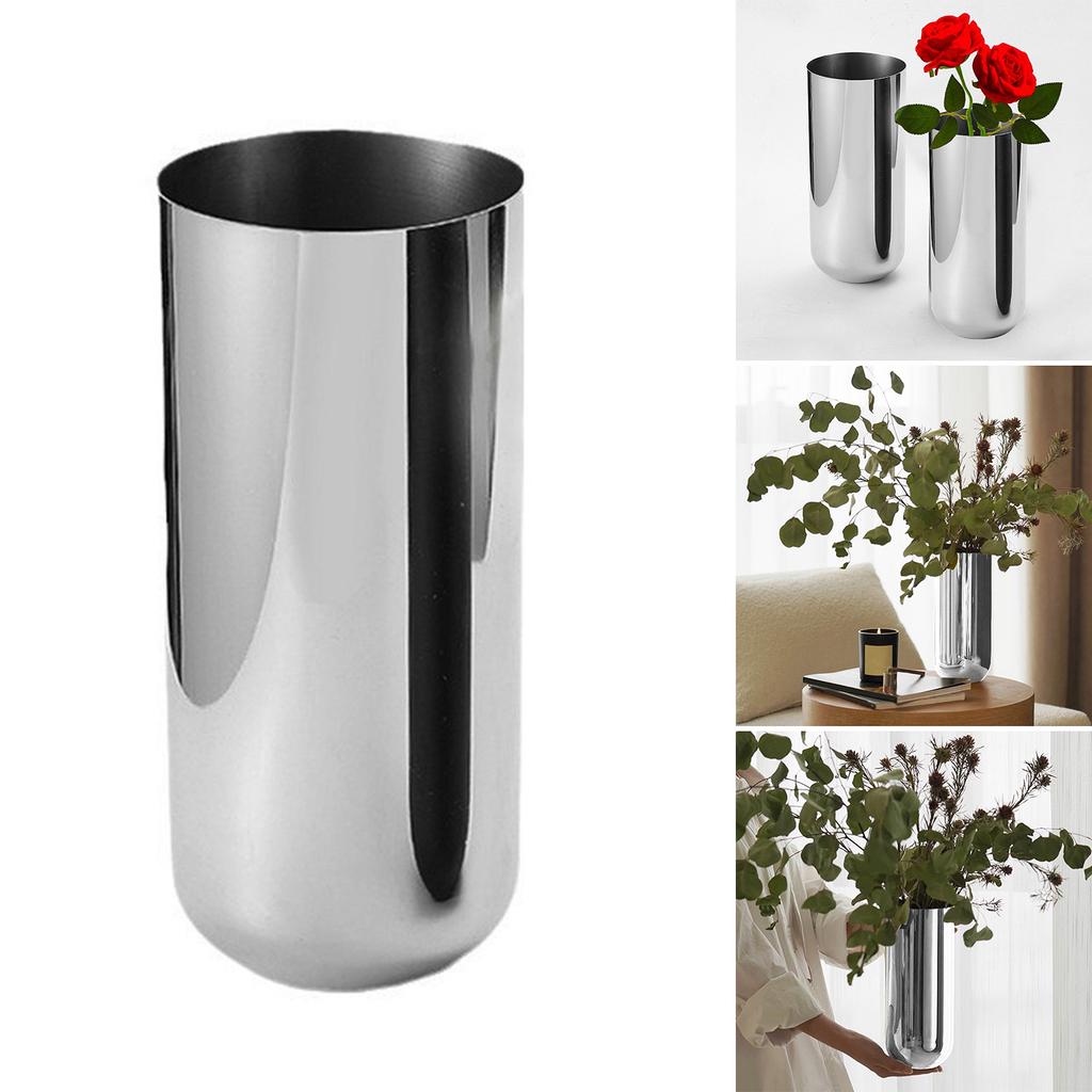 Blomstervase Moderne Minimalistisk Dekorasjon 304 Rustfritt Stål Skrivebordsvase Skinnende for Soverom eller Studierom