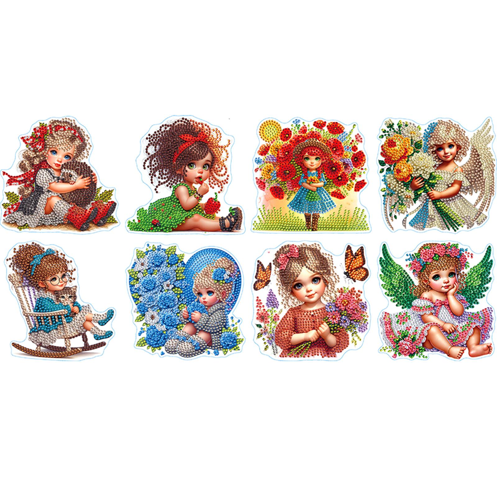 

8 Pcs 5D Diamond Painting Sticker Kit Cartoon Diamond Art Stickers Diamond Mosaic Sticker for Beginners Adults DIY Crafts
