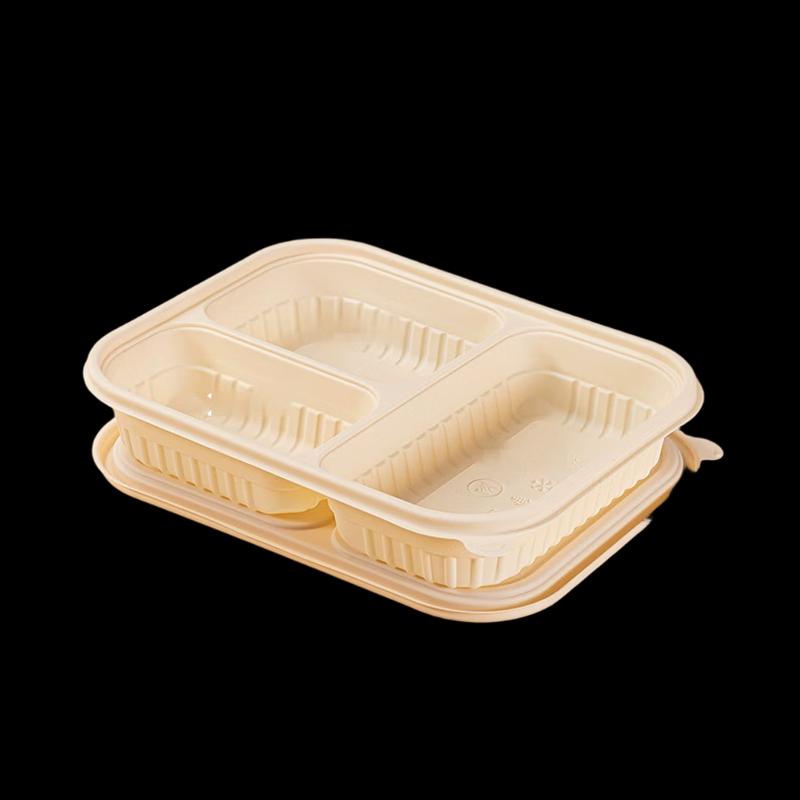 Eco-Friendly Biodegradable Corn Starch 4-Compartment Takeout Meal Boxes