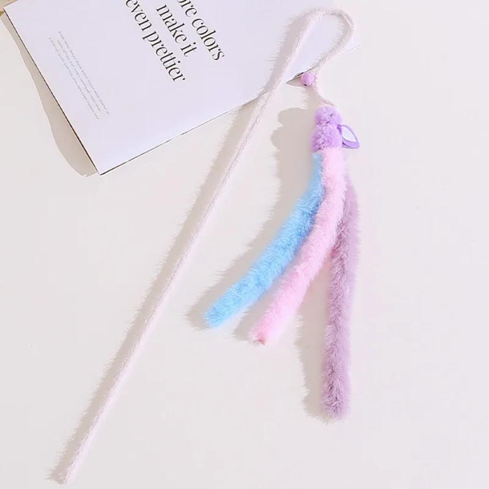 2 pièces Jouets pour Chat Pompon en Peluche Bâtonnet Agitateur pour Chats Lapin en Laine Jouets pour Chats Bâtonnets Interactifs Jouet pour Chat avec Sonnette Jouet pour Chaton Fournitures pour Animaux