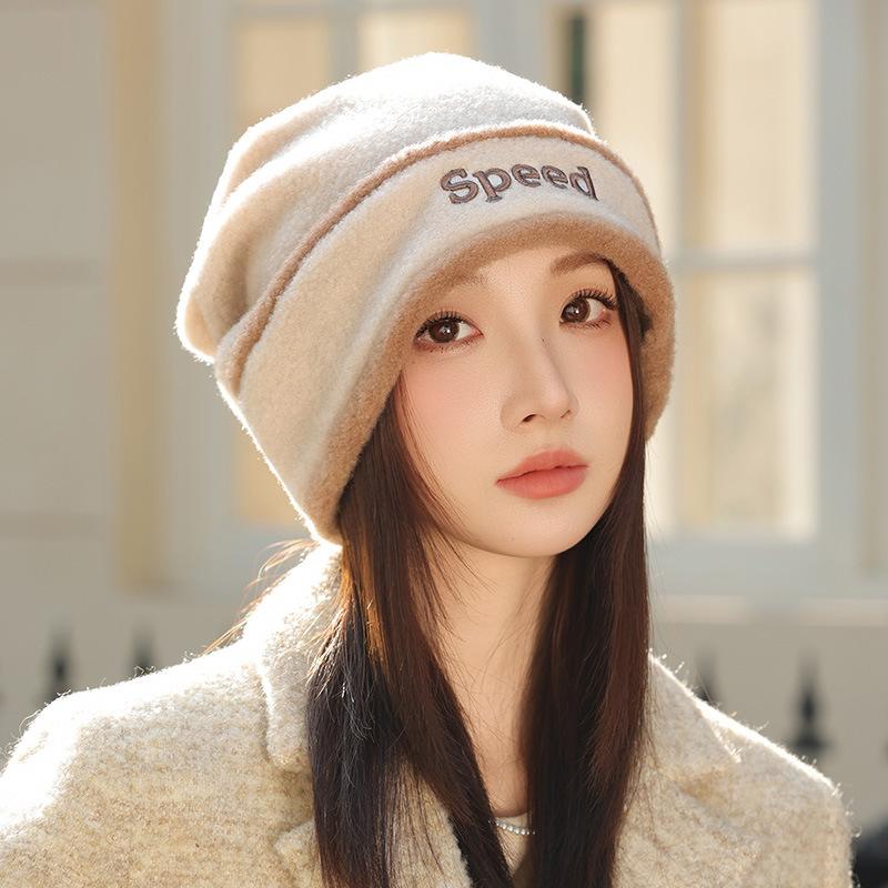 Autumn and Winter Hats for Women with Big Heads and Faces Small Fisherman Hat Korean Style Versatile Baotou Hat Outdoor Warm Plus Velvet Pile Hat