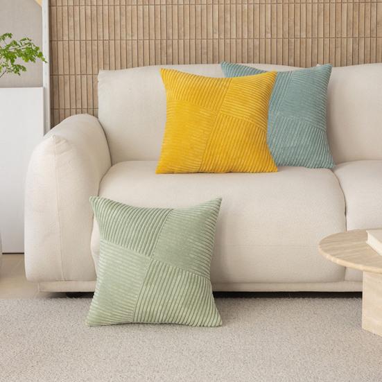 Corduroy Striped Pillow Cover 18x18 Inch Boho Textured Cushion Cover Patchwork Throw Pillow Cover for Farmhouse Home Sofa Couch Bed