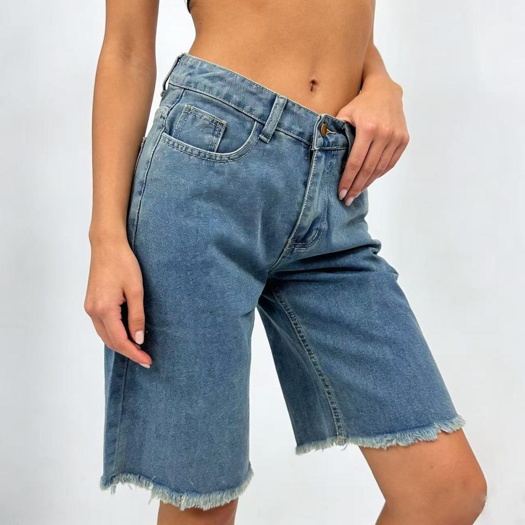 Women's Color Jeans Stretch Slim Fit Distressed Denim Shorts