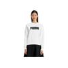 Puma Essential Logo Printed Sports Crewneck Sweatshirt Women Sweatshirt White 855318-02