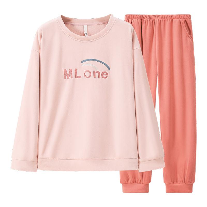 Island Fleece Pajamas Women'S Autumn And Winter Winter Warm Homewear Women'S Thin Coral Fleece Suit