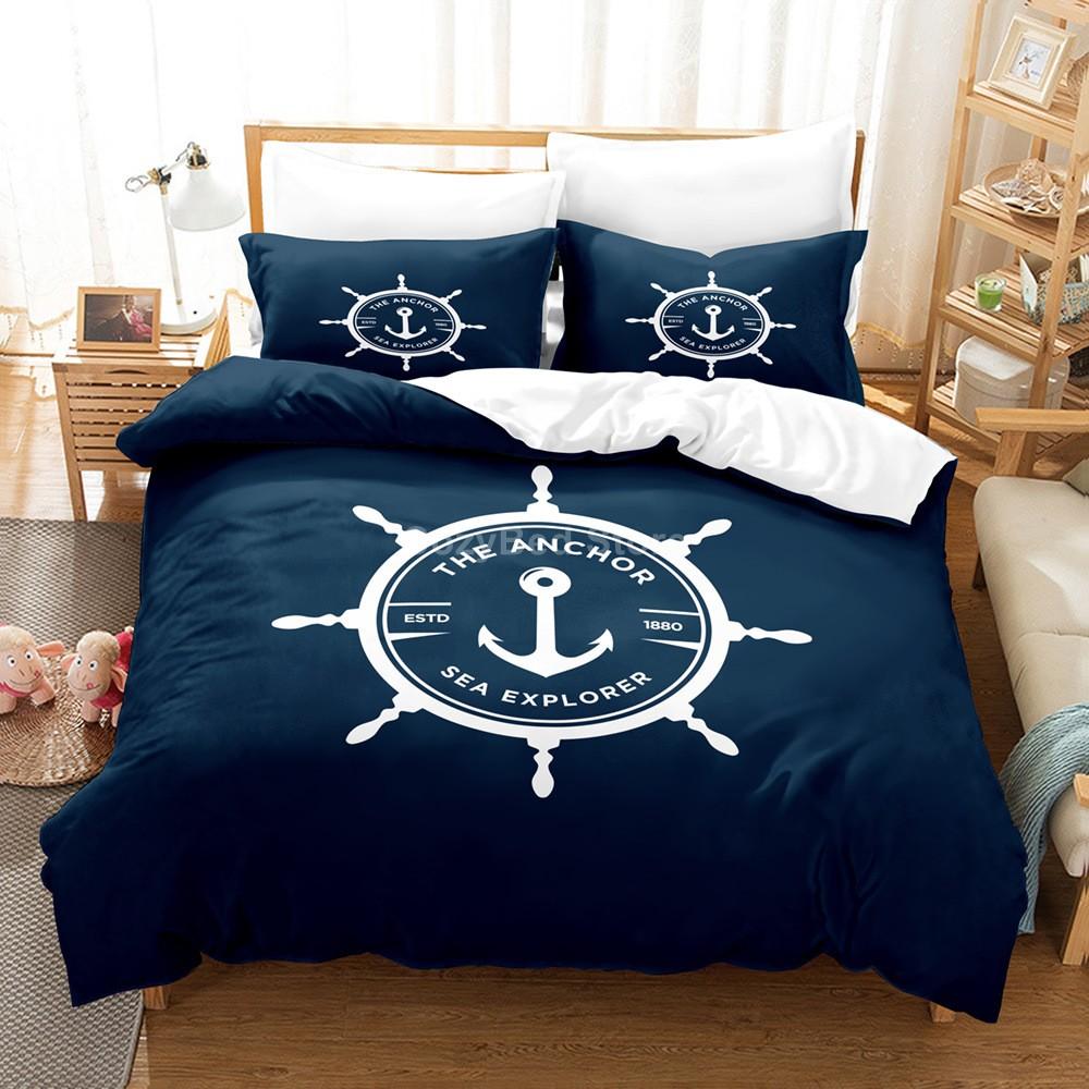 

Комплект постельного белья Anchor Marine Ocean Sea 3D Duvet Cover Sets Одеяло Постельное белье Twin Queen King Single Size Blue Ship Vessel Kids EU Single 135x200cm