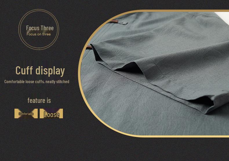 Men's Chinese Style Cotton Linen Short-Sleeved Tang Suit Set for Middle-Aged and Elderly