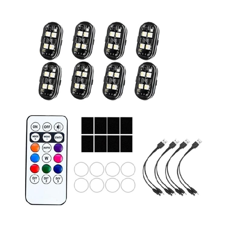 1/2/4/6/8pcs LED Emergency Warning Lights with Remote Control 8 Color Wireless LED Strobe Light USB Charging Waterproof