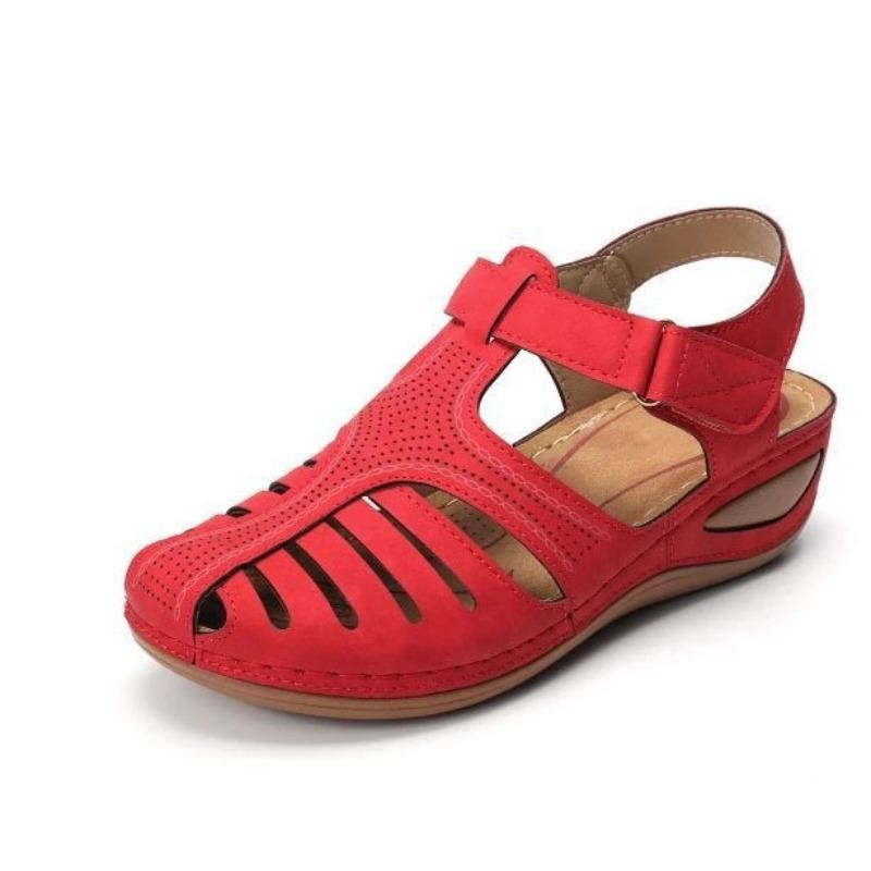 Spot summer retro women's sandals car line hole shoes non-slip large size round head wedge heel sandals women's wholesale