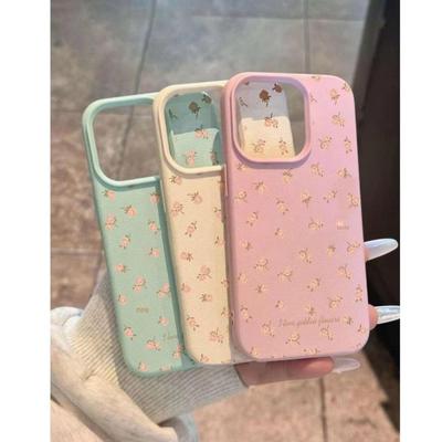 Gentle Pink Floral Soft Shell Case for iPhone 11/12 Pro Max/13 Pro/14/15 Pro Max
