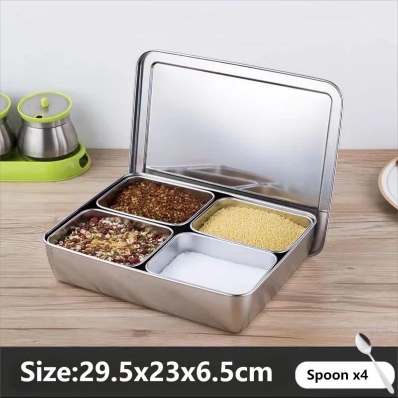 Edelstahl Gewürzbox Gewürz Salz Zucker Boxen mit Deckel Haushalt Küche Gewürz Aufbewahrungsbehälter Küchenzubehör