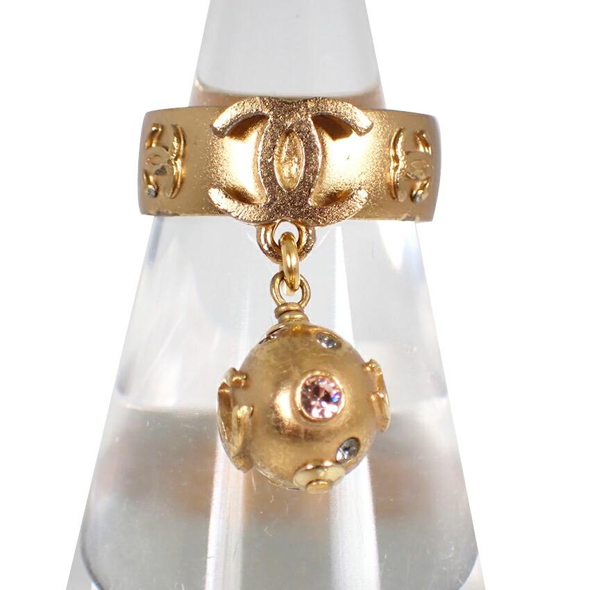 

Pre-owned CHANEL Coco Mark Rhinestone Vintage Ring, Size 13, J49-2