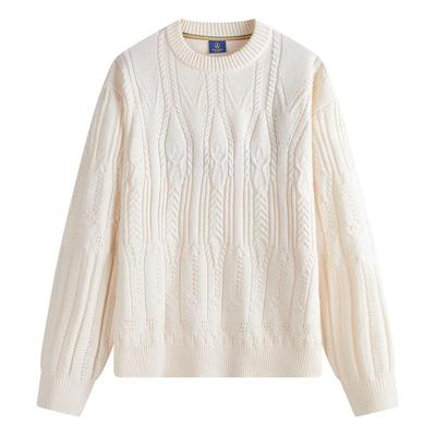 NVG·YOUNG Men's Italian Little Sailboat Cable Knit Wool Blend Sweater
