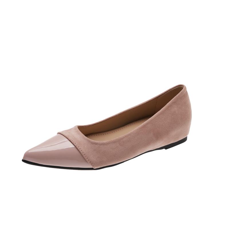

Suede Soft Sole Single Shoes Women s Pointed Toe Slip-On Low Heel Shoes 40 рожевий