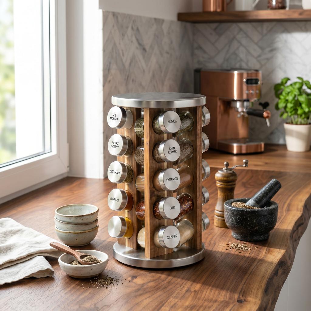 ROTOR Rotating Spice Rack, Natural Silver