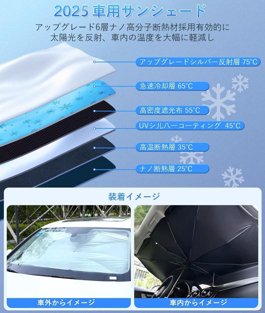CHICHL 2025 Improved Edition, Car Sun Shade, Front Sun Shade, Umbrella Type, Car Parasol,