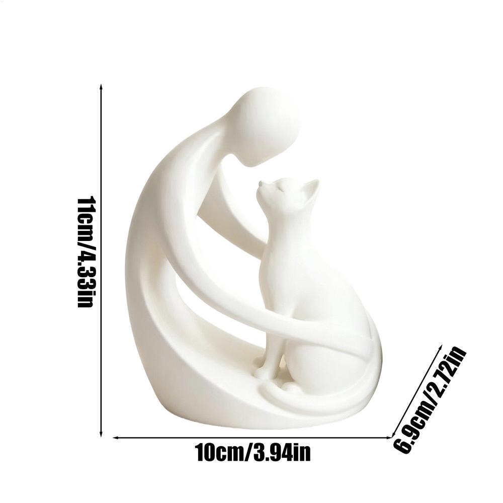 Cat sculpture home decor, a statue symbolizing the friendship between humans and cats, a desktop ornament for cat lovers