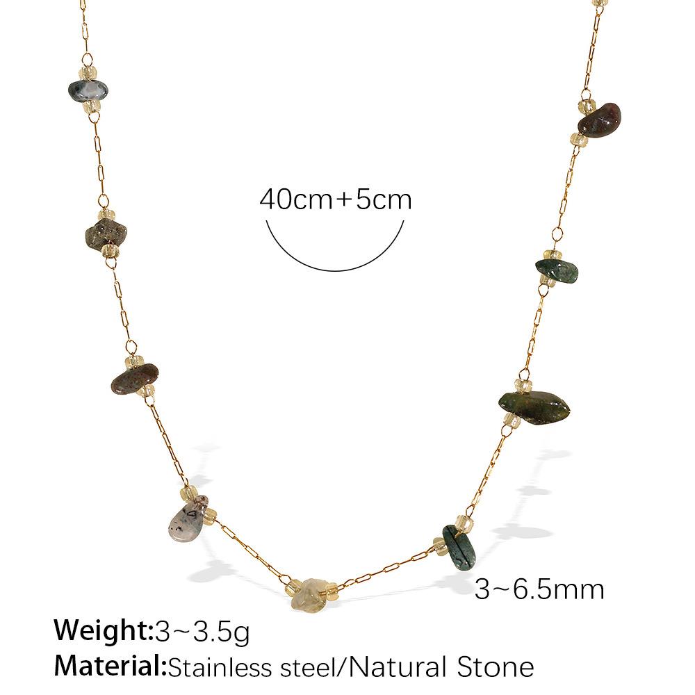 Colorful gravel boho style necklace bracelet irregular jewelry set for women