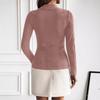 Damen Casual Mode Slim Rollkragen Knopf Dekoration Unterhemd Top