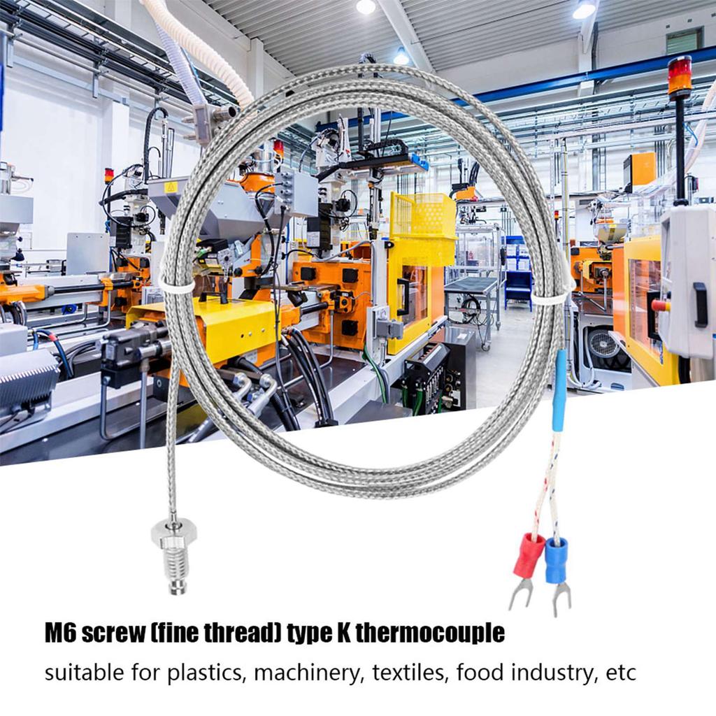 M6 Screw Fine Thread Type K Thermocouple Temperature Sensor Wire 0-400 celsius  (1 m)