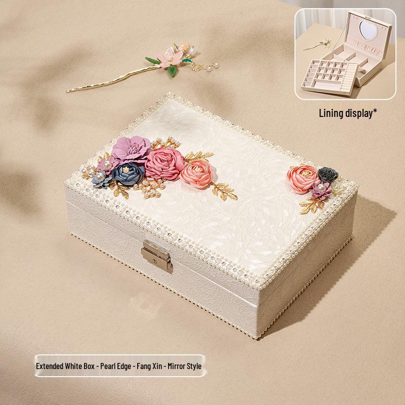 Exquisite High-End Floral Jewelry Box - Luxurious Ornament Storage for Birthday Gifts