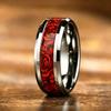 Vintage Red Rose Flower Inlaid Stainless Steel Ring High Polished Bevel Edge Wedding Band Retro Romantic Love Jewelry Gift