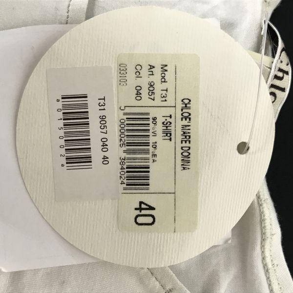 Chloe Made in Italy Logo Print Stretch Short Sleeve T Shirt White Women’s Size 40 M L(USED)