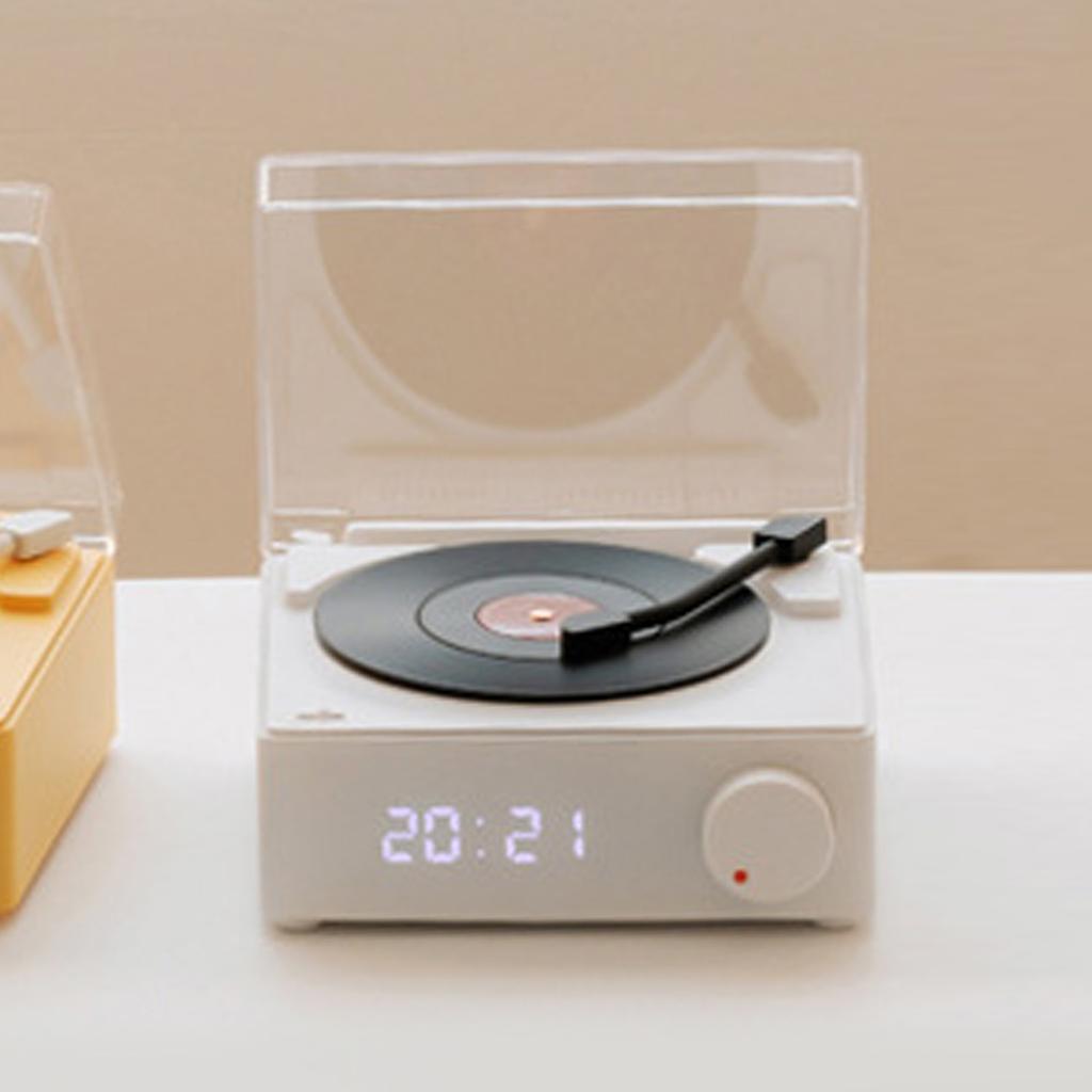 Record Player Bluetooth Speaker 3 Modes HiFi Stereo Sound Portable Wireless Turntable Speaker Alarm Clock for Bedroom