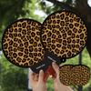 Pocket Size Foldable Hand Fan Lightweight Leopard Print Fan Unique Round Fan  Outdoor
