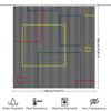 Contemporary Geometric Design Shower Curtain Waterproof Fabric For Bathroom Decor In Gray With Red And Blue Accents (72 X 84 Inc
