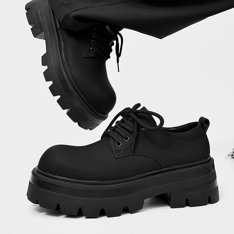 

Thick-soled versatile heightening 7 cm thick-soled Derby shoes trendy shoes niche men s shoes 38 чёрный
