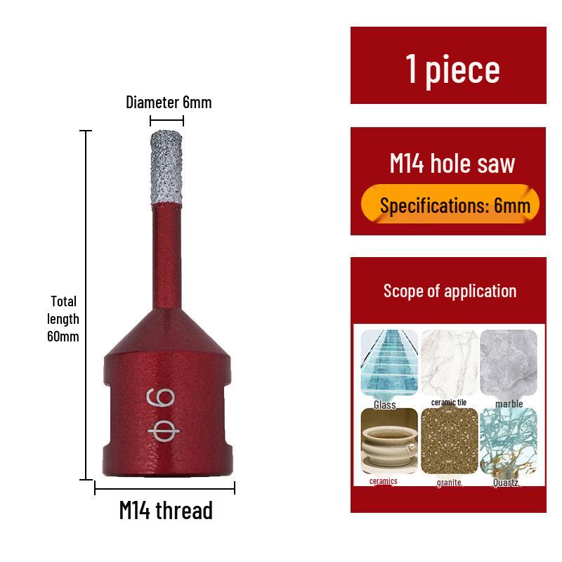 

M14 Алмазная коронка паяная для плитки, мрамора, камня, стекла - Насадка для угловой шлифмашины для расширения отверстий