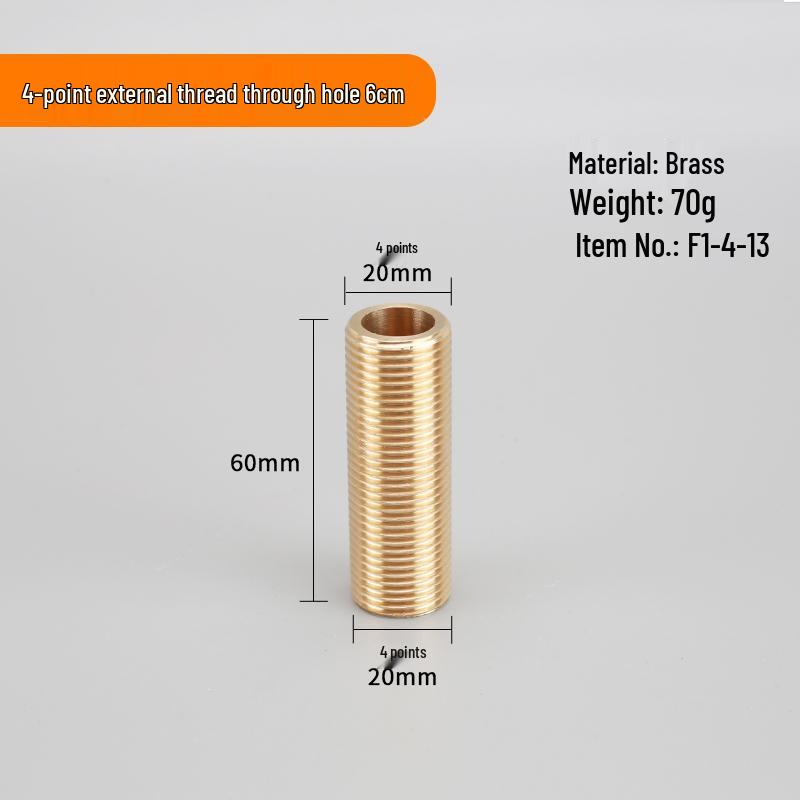 4-Point Dual Male Thread Antique Copper Pipe Extension Connector with Double Female Connection.