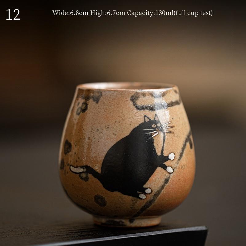 60ml Cute Zhi Ye Cat Teacup Chinese Ru Yao Ceramic Opening Cup Pottery Beautiful Cups Tea Cup Set Teaware For Tea Ceremony