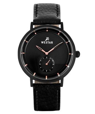 Profile Leather Strap Black Dial Quartz 50246BBN603 Men's Watch