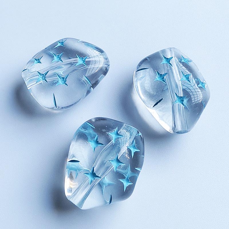 Irregular Star White Inlay Transparent Acrylic Beads for DIY Jewelry Making