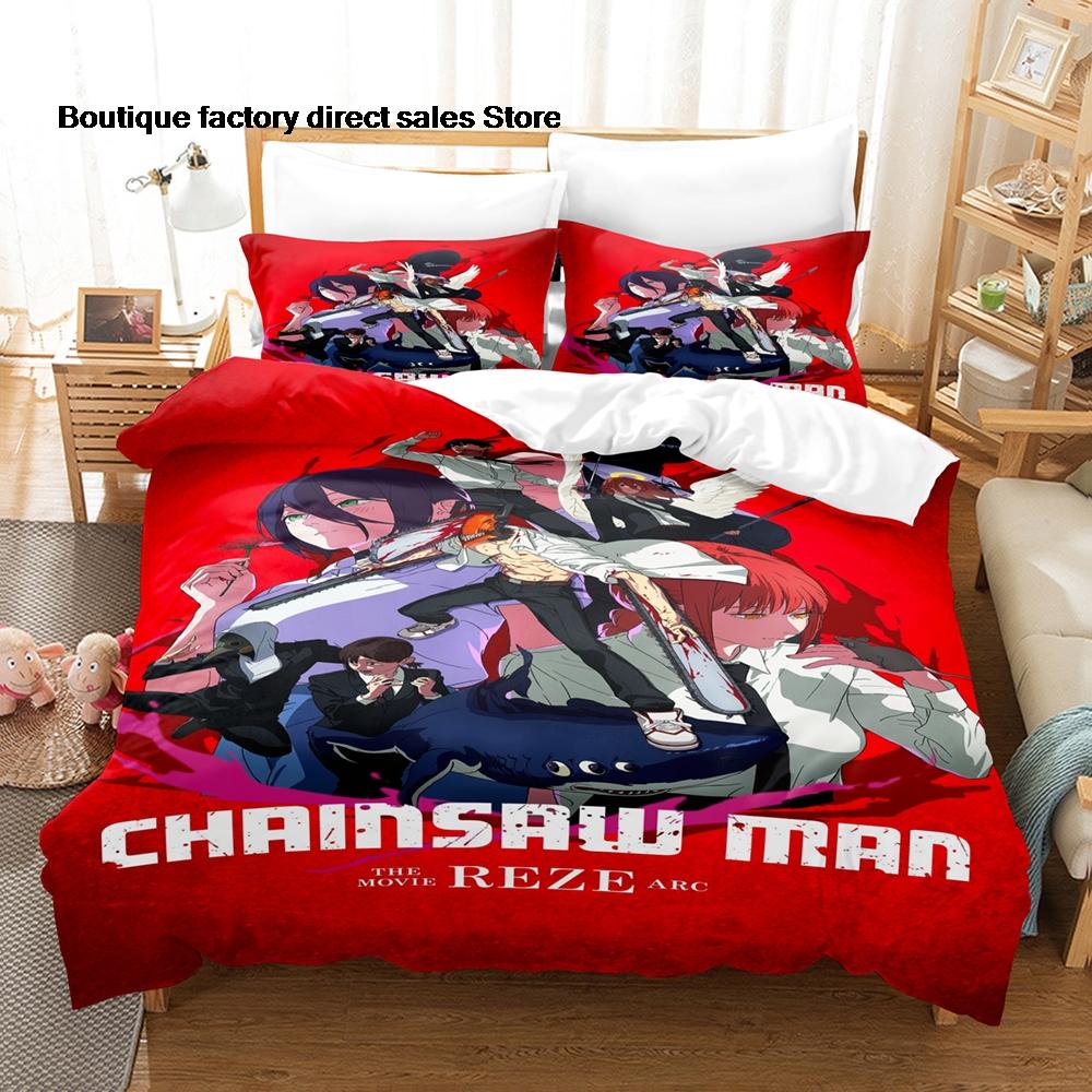 3Pcs Chainsaw Man Denji Anime Bedding Set 3D Print Shonen Manga Duvet Cover Pillowcases for Teens Fans Room Decor Gift Bed linen