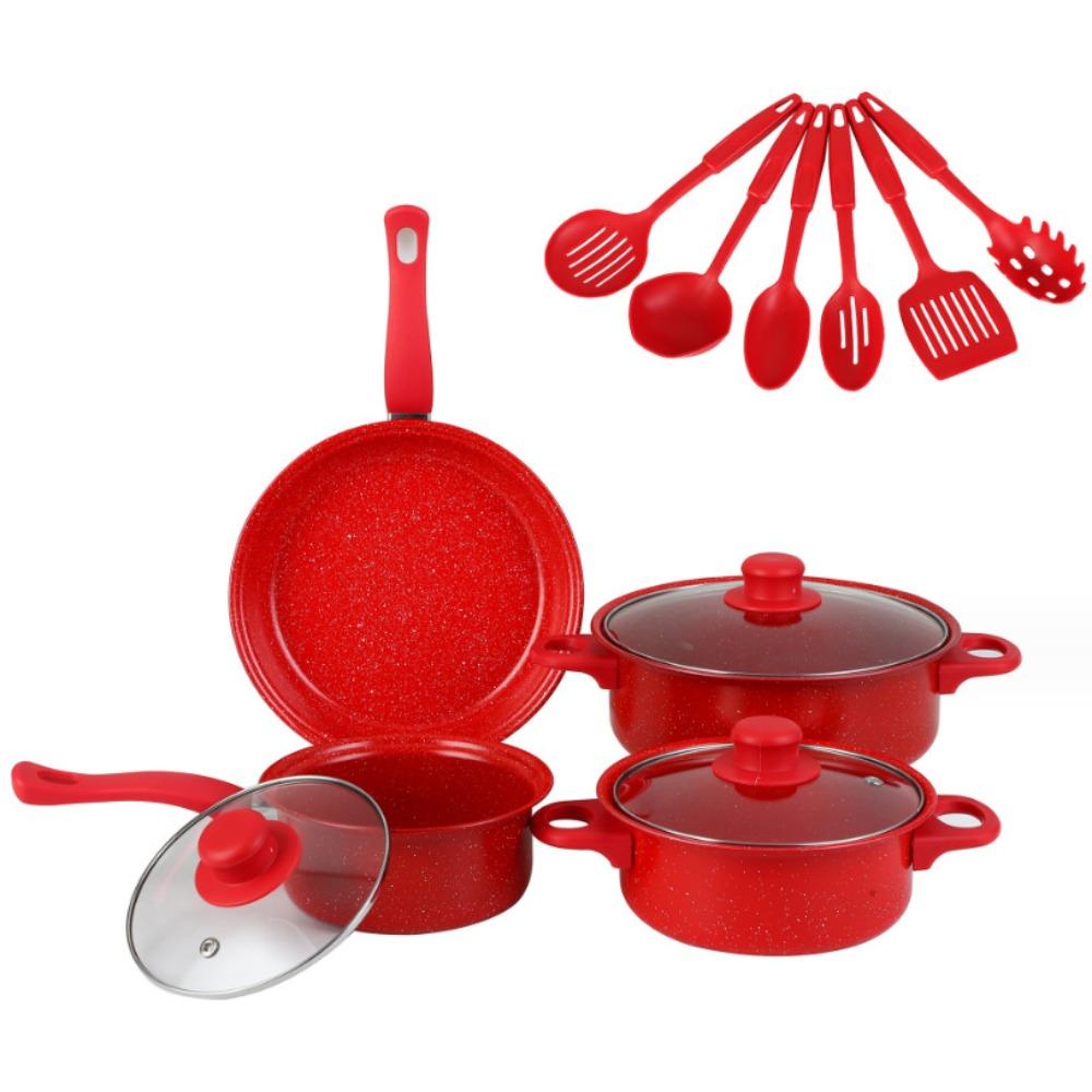 

13 шт. Многофункциональный набор посуды Maifanstone Cooking Set Durable Frying Pan Household красный