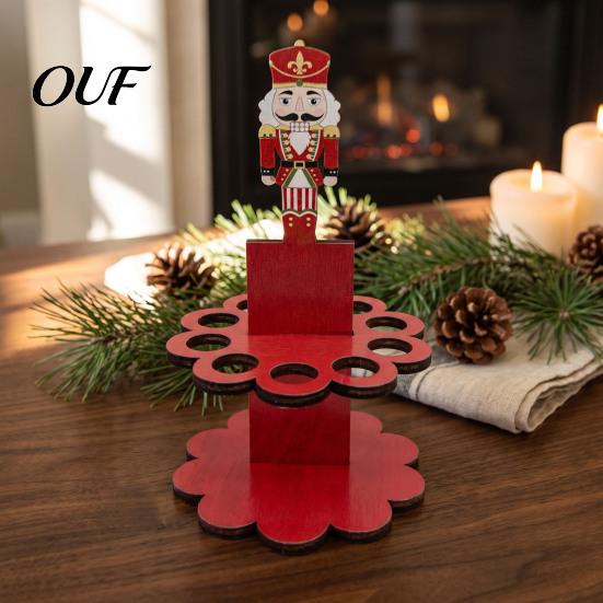 Decorazione da Tavola Natalizia in Legno Porta Soldi di Natale Ornamenti con 10 Fori, Pupazzo di Neve Babbo Natale Albero Espositore per Contanti Porta, Decorazione per