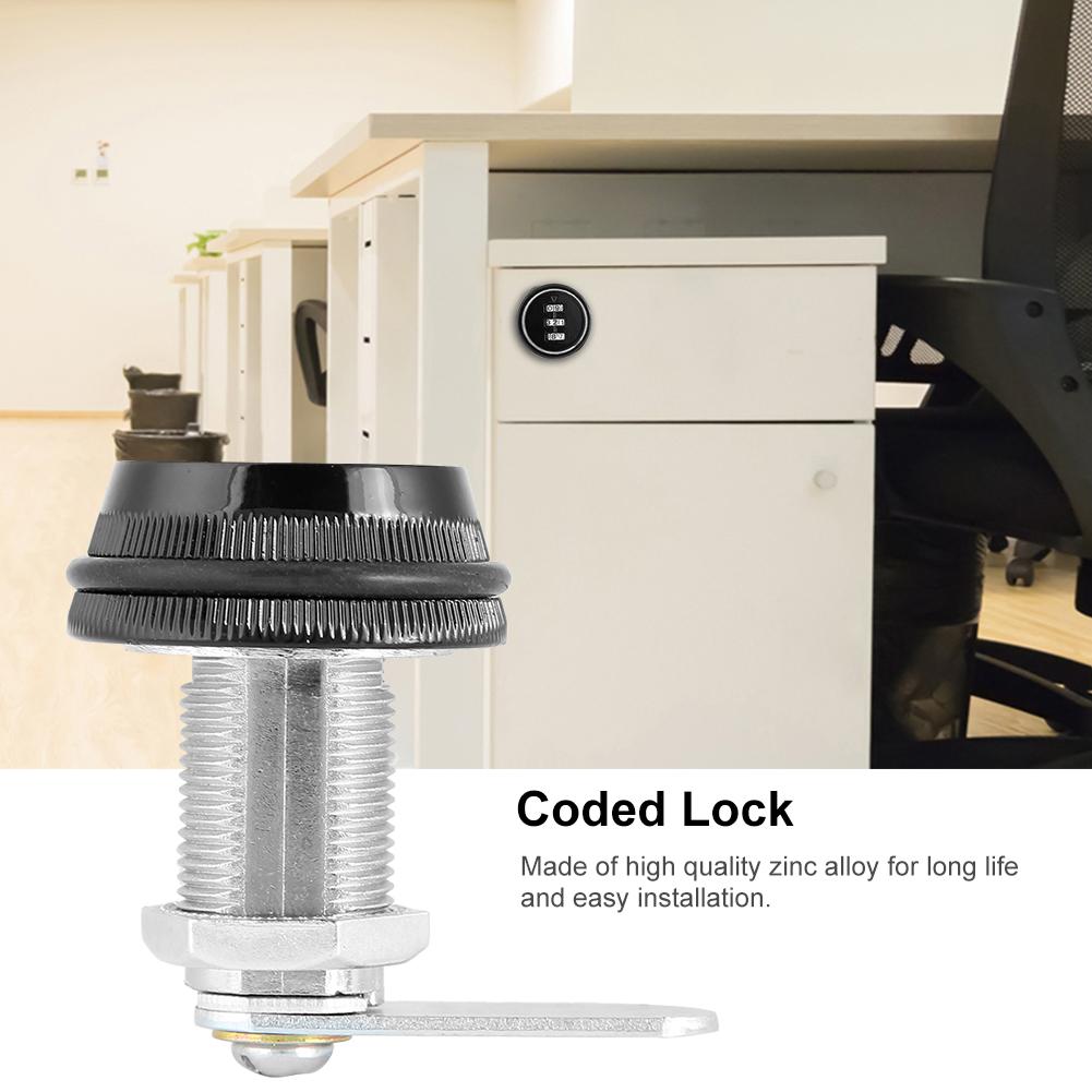 2pcs Zinc Alloy Mechanical  Password 3-Digit Code Mailbox Cabinet LockBlack 30mm/1.18in