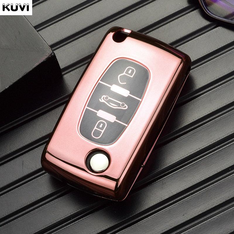 Plating Tpu 2/3 Buttons Car Remote Key Case Cover Shell For Citroen C2 C3 C4 C5 C6 C8 For Peugeot 107 207 307 307S 308 407 607